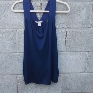 Banana Republic Womens Tank‎ Sz M Navy Blue Racerback Oversized Relaxed Fit